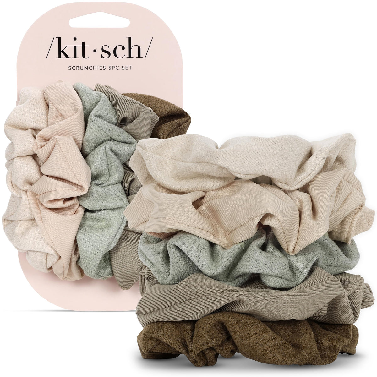 Kitsch Satin Scrunchies for Women | For All Hair Types - Black, 5pcs