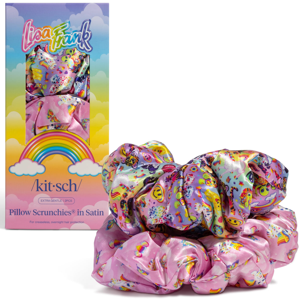 Kitsch Recycled Satin Oversized Scrunchies - Black & Chocolate, 2pcs